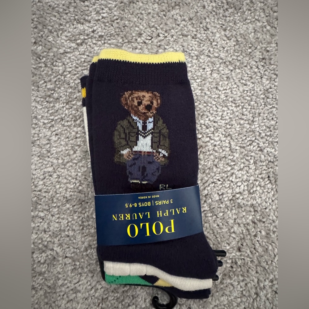 Ralph Lauren Navy Bear Socks